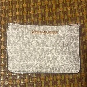 Michael Kors White and Gray Monogram Pouch